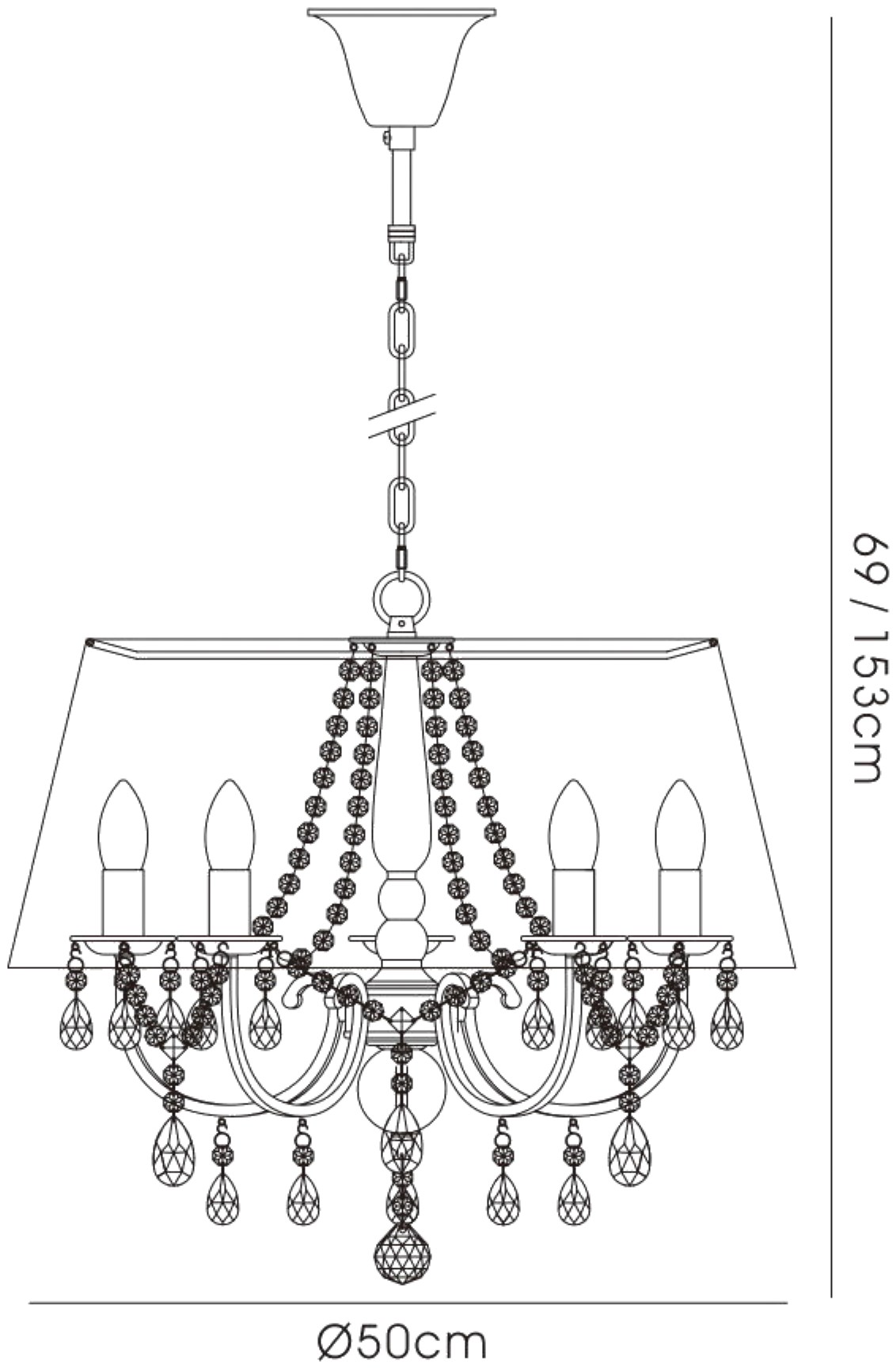 Olivia Polished Chrome-Black Crystal Ceiling Lights Diyas Shaded Crystal Fittings